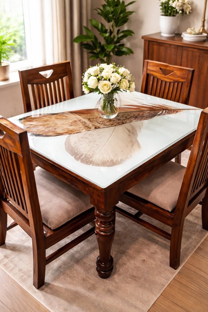 Classic Wooden Dining Set (क्लासिक लकड़ी का डाइनिंग सेट)